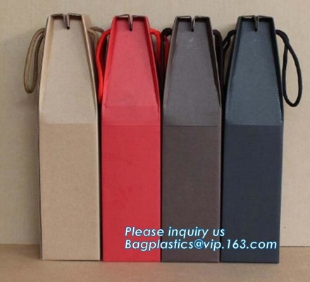 la bolsa de papel marrón del té con el eco de la impresión del logotipo amistoso con el empaquetado del vino de las manijas de la cinta compensó los bolsos, wi decorativos de las bolsas de papel