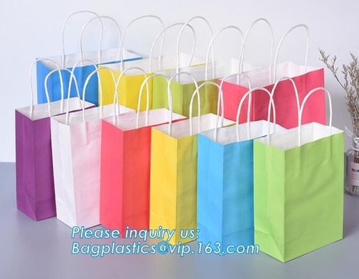 Bolso de compras de papel de lujo de Brown Kraft del diseño con la manija, bolso que hace compras de papel impreso verde modificado para requisitos particulares con Logo Custom