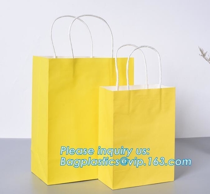 Bolso de compras de papel de lujo de Brown Kraft del diseño con la manija, bolso que hace compras de papel impreso verde modificado para requisitos particulares con Logo Custom