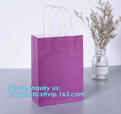 Bolso de compras de papel de lujo de Brown Kraft del diseño con la manija, bolso que hace compras de papel impreso verde modificado para requisitos particulares con Logo Custom