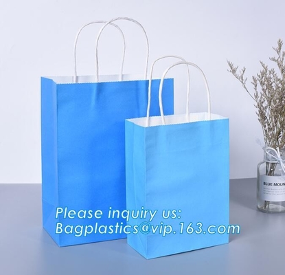 Bolso de compras de papel de lujo de Brown Kraft del diseño con la manija, bolso que hace compras de papel impreso verde modificado para requisitos particulares con Logo Custom