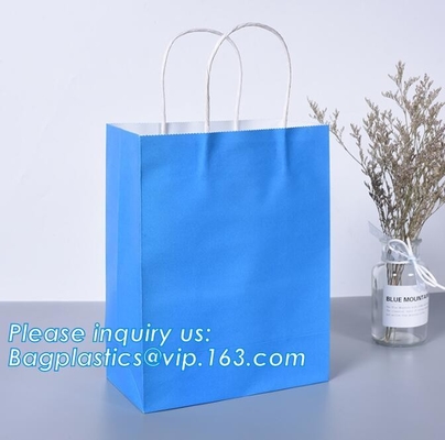 Bolso de compras de papel de lujo de Brown Kraft del diseño con la manija, bolso que hace compras de papel impreso verde modificado para requisitos particulares con Logo Custom