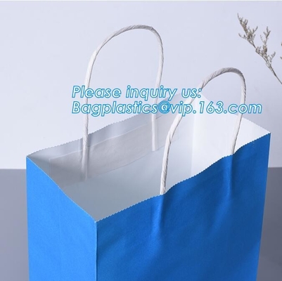 Bolso de compras de papel de lujo de Brown Kraft del diseño con la manija, bolso que hace compras de papel impreso verde modificado para requisitos particulares con Logo Custom
