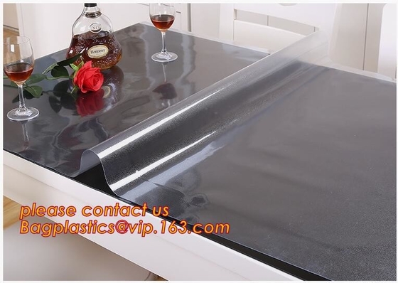 Mantel plástico suave del mantel transparente de encargo impermeable y prueba de aceite, Plas suaves impermeables de la estera del paño de cristal del PVC