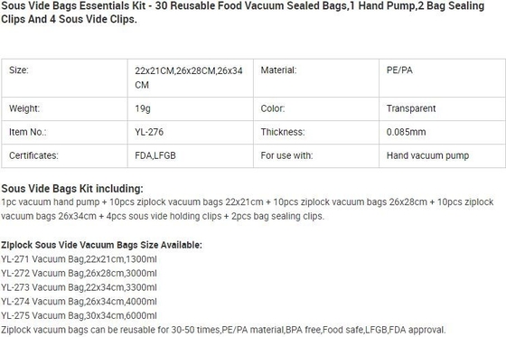 Bolso de rollo transparente disponible del envase de plástico del almacenamiento de la comida del sellador del vacío para la comida sellada, St texturizado de la frescura de la comida