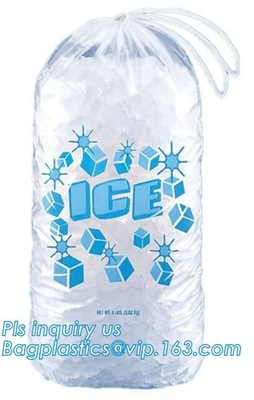 Lazo plástico disponible del Ldpe bolsos de hielo de 10 libras, bolso de hielo plástico seguro reutilizable del lazo de la categoría alimenticia del FDA, C resistente