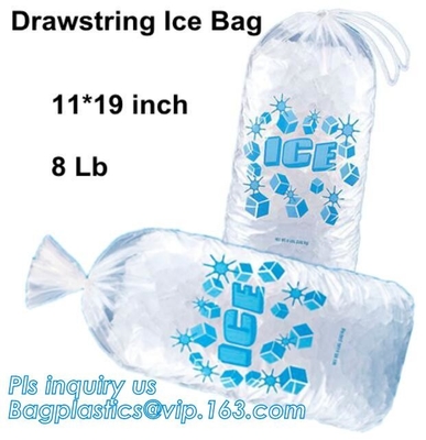 Lazo plástico disponible del Ldpe bolsos de hielo de 10 libras, bolso de hielo plástico seguro reutilizable del lazo de la categoría alimenticia del FDA, C resistente