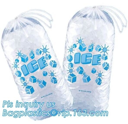 Lazo plástico disponible del Ldpe bolsos de hielo de 10 libras, bolso de hielo plástico seguro reutilizable del lazo de la categoría alimenticia del FDA, C resistente