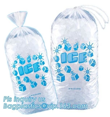 Lazo plástico disponible del Ldpe bolsos de hielo de 10 libras, bolso de hielo plástico seguro reutilizable del lazo de la categoría alimenticia del FDA, C resistente