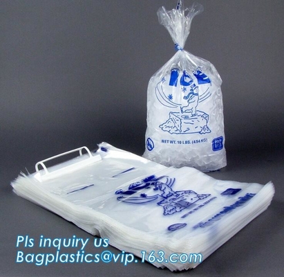 bolso plástico disponible del congelador del cubo de hielo del LDPE con el wicket, proveedores de la bolsa de plástico del cubo de hielo, bolso de hielo del LDPE del wicket, drenaje del LDPE