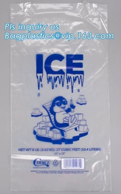 Bolsos del cubo de hielo de WICKETEDplastic, bolsos del congelador del cubo de hielo, bolso disponible del cubo de hielo, bolso de empaquetado de hielo del hielo plano claro polivinílico del bolso