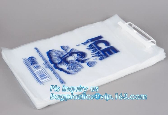 bolso congelado del cubo de 1kg 2kgIce, bolsos de hielo de 10 libras en el wicket, bolso con el lazo de nylon para la leña /ice, hielo polivinílico impreso B