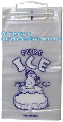 bolso congelado del cubo de 1kg 2kgIce, bolsos de hielo de 10 libras en el wicket, bolso con el lazo de nylon para la leña /ice, hielo polivinílico impreso B