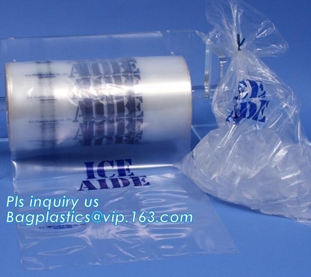 los bolsos de hielo de nylon del plástico del cierre de lazo, la bolsa de plástico biodegradable del cubo de hielo, fotograbado que imprime Wicketed de encargo empaquetan el hielo