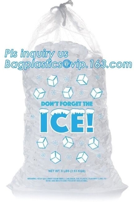 El bolso de hielo modificado para requisitos particulares ABONABLE con el lazo, bolso de hielo plástico del wicket del uso industrial de la comida, bolso de hielo en el rollo, hielo empaqueta los wi