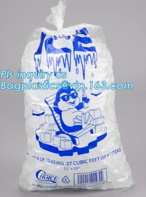 El bolso de hielo modificado para requisitos particulares ABONABLE con el lazo, bolso de hielo plástico del wicket del uso industrial de la comida, bolso de hielo en el rollo, hielo empaqueta los wi