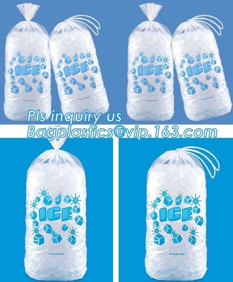El bolso de hielo modificado para requisitos particulares ABONABLE con el lazo, bolso de hielo plástico del wicket del uso industrial de la comida, bolso de hielo en el rollo, hielo empaqueta los wi