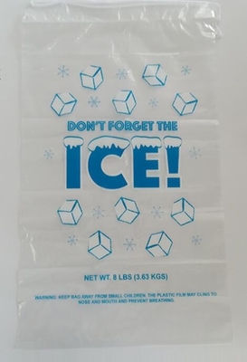 Bolsos de hielo BIODEGRADABLES, comerciales, bolsos de hielo polivinílicos, bolsos de Metallocene, bolsos de hielo plásticos del lazo de torsión, hielo al por menor modificado para requisitos particulares