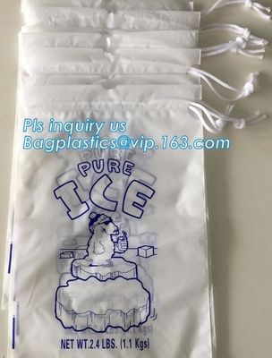 Los BOLSOS AMISTOSOS de la BOLSA DE HIELO de ECO, ECO PONEN VERDE EMPAQUETANDO, BIO BOLSO de HIELO, la bolsa de plástico de hielo cristalina del top disponible del lazo,