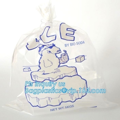 Los BOLSOS AMISTOSOS de la BOLSA DE HIELO de ECO, ECO PONEN VERDE EMPAQUETANDO, BIO BOLSO de HIELO, la bolsa de plástico de hielo cristalina del top disponible del lazo,