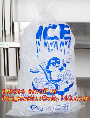 Bolso de hielo plástico muy fuerte del LDPE de los proveedores de China con el lazo, un bolso más fresco del hielo hermético, bolso de hielo plástico resistente w