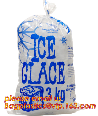 Bolso de hielo plástico muy fuerte del LDPE de los proveedores de China con el lazo, un bolso más fresco del hielo hermético, bolso de hielo plástico resistente w