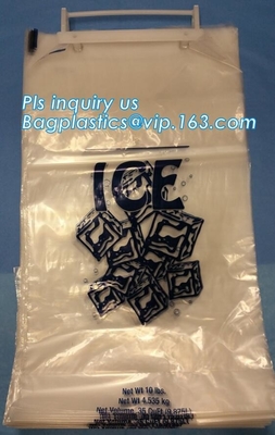 Bolso de hielo plástico muy fuerte del LDPE de los proveedores de China con el lazo, un bolso más fresco del hielo hermético, bolso de hielo plástico resistente w