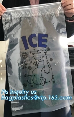 Bolso de hielo plástico muy fuerte del LDPE de los proveedores de China con el lazo, un bolso más fresco del hielo hermético, bolso de hielo plástico resistente w