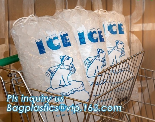 La bolsa de plástico de empaquetado de alta calidad del cubo de hielo del LDPE de la bolsa, bolso de lazo disponible plástico del fabricante para el hielo c del almacenamiento