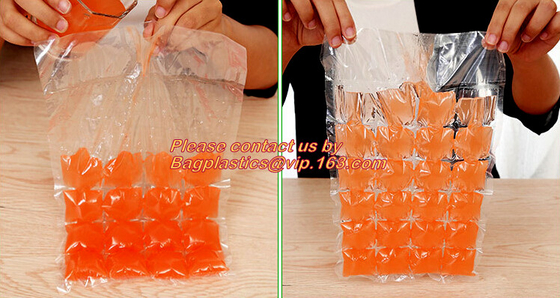 Fabricante de encargo libre del cubo de hielo de BPA, bolsos plásticos del cubo de hielo del PE disponible del polietileno, bolso de empaquetado autoadhesivo del cubo de hielo