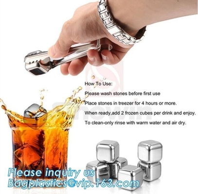 las piedras de acero inoxidables del whisky muestrean libremente los cubos de hielo reutilizables del metal, cubo de hielo de refrigeración de acero inoxidable de las rocas del whisky Whis