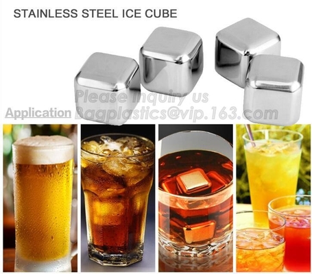 Piedras de acero inoxidables reciclables del cubo de hielo del whisky de los accesorios de la barra, refrigerador de acero inoxidable de la barra del hielo, fresco frío de la barra de acero