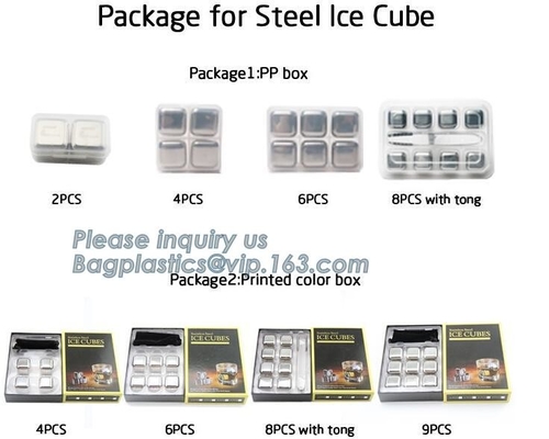 Piedras de acero inoxidables reciclables del cubo de hielo del whisky de los accesorios de la barra, refrigerador de acero inoxidable de la barra del hielo, fresco frío de la barra de acero