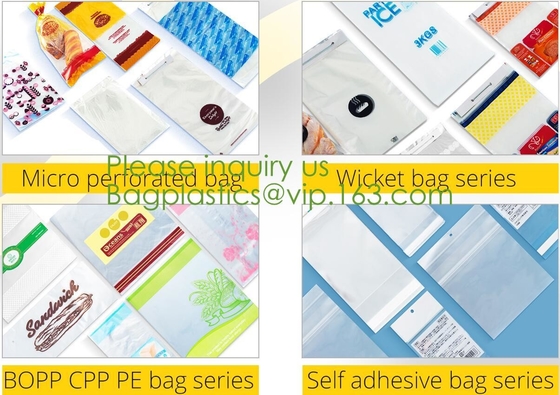 los bolsos impresos claros microperforated del pan de CPP, bolsos del microperforate OPP de la panadería de la categoría alimenticia, flor empaquetan las mangas de la planta de /potted