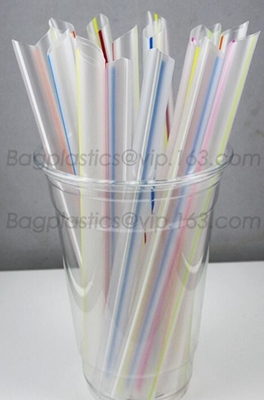 La paja de beber recta blanca plástica linda disponible, PLA envolvió individualmente las pajas de beber, paja del PLA disponible