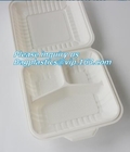 Bagease disponible disponible pac de la fiambrera de la cubierta del envase de comida del bagazo de la caja de la caña de azúcar del 100% del almuerzo biodegradable de la pulpa