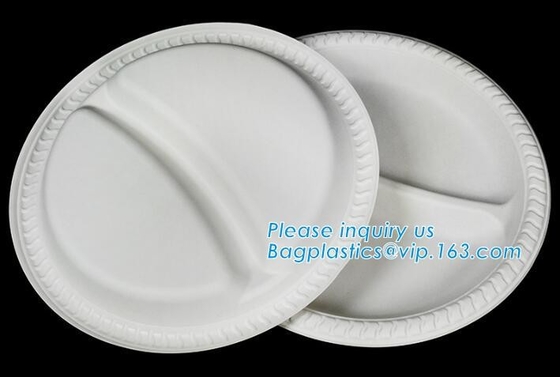 Placa abonable biodegradable respetuosa del medio ambiente de la comida del bagazo 7inch de la caña de azúcar, paquete disponible de la placa 9inch de la caña de azúcar del bagazo