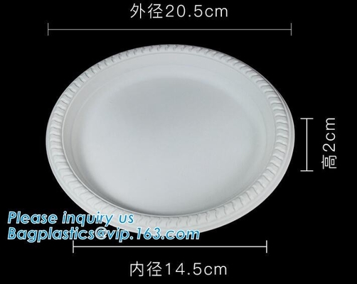 Placa abonable biodegradable respetuosa del medio ambiente de la comida del bagazo 7inch de la caña de azúcar, paquete disponible de la placa 9inch de la caña de azúcar del bagazo