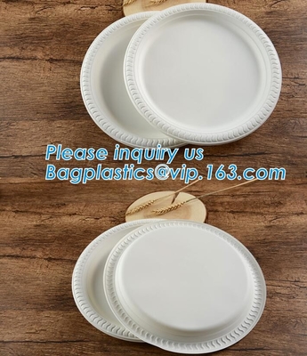 Placa abonable biodegradable respetuosa del medio ambiente de la comida del bagazo 7inch de la caña de azúcar, paquete disponible de la placa 9inch de la caña de azúcar del bagazo