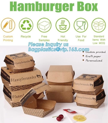 Saque a envases de comida del envasado de alimentos la fiambrera biodegradable Kraft disponible la caja de papel, caja marrón/Wh de la comida del papel de Kraft