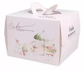 Caja de regalo de empaquetado del papel de la comida del envase de la torta de la caja de torta con la caja de cartón de la manija, cartulina de papel modificada para requisitos particulares barata Birthda