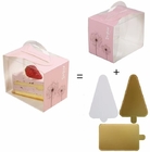 Caja de regalo de empaquetado del papel de la comida del envase de la torta de la caja de torta con la caja de cartón de la manija, cartulina de papel modificada para requisitos particulares barata Birthda