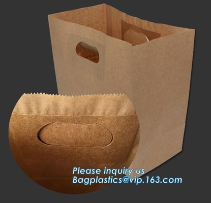 bolso de empaquetado de papel del pan de Kraft de la comida de la Aceite-prueba 60gsm, bolso marrón del pan del bolso del bocadillo de la bolsa de papel de Kraft de la comida, BAGPLASTICS, PAC
