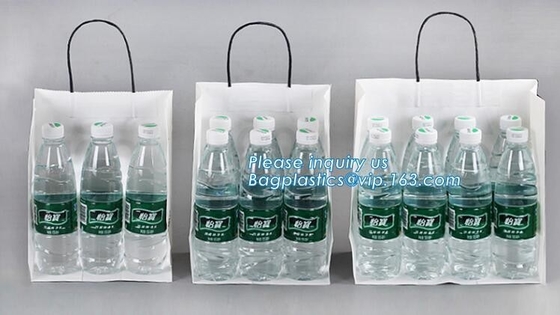 las compras de empaquetado del papel de Kraft del marrón del grcoery de los alimentos de preparación rápida llevan bolsos con las manijas, se llevan la bolsa de papel de Kraft de los alimentos de preparación rápida, bage