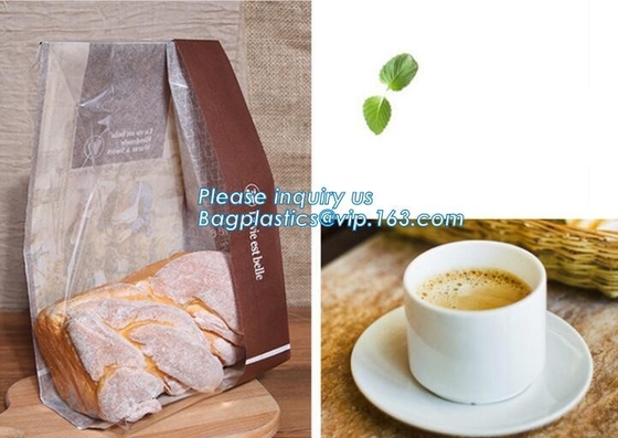 Bolsa de papel de encargo reciclable de los pasteles de Kraft de la bolsa de papel marrón del acondicionamiento de los alimentos del pan del bocadillo, bolso de papel del pan de Kraft con la ventana