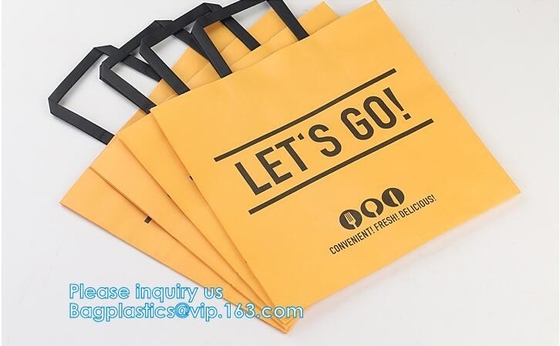 Bolsa de papel amistosa blanca inferior de Kraft de la comida de las compras de Eco del cuadrado, bolsa de papel blanca de Kraft de las compras del arte del regalo con el hombre de la manija