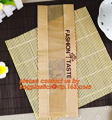 Bolsas de papel claras ambientales de alta calidad de la tostada del pan de la ventana del OEM, bolsas de papel seguras del bocado de la comida aguda de la parte inferior de Brown Kraft