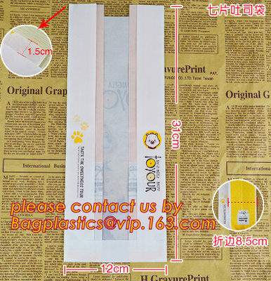 La comida profesional Opp seguro que las bolsas de papel claras de la ventana en offset la impresión, parte inferior del bloque del OEM empaqueta los bolsos de Tin Tie White Paper con