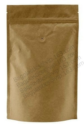 La categoría alimenticia 100% modificó la bolsa de papel para requisitos particulares biodegradable sellada lado reciclable de la cremallera ocho de Eco para el envasado de alimentos, Brown Kraft