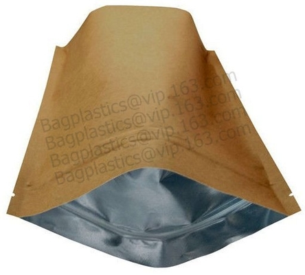 La categoría alimenticia 100% modificó la bolsa de papel para requisitos particulares biodegradable sellada lado reciclable de la cremallera ocho de Eco para el envasado de alimentos, Brown Kraft